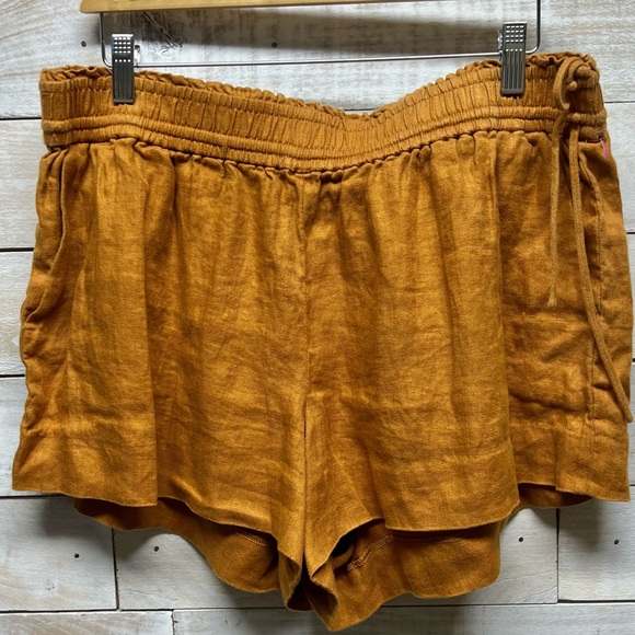 J. Crew Pants - J Crew Linen Shorts‎ Women Size XL Rust Brown Pull On Pockets 4” Inseam